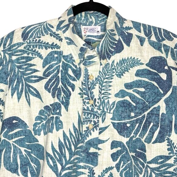 Reyn Spooner Blue Palm Trees Hawaiian Short Sleeve Shirt Men’s Sz L - Picture 3 of 4